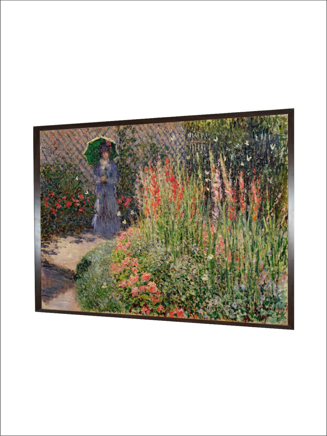 "Beige & Green Gladioli Painted Wall Art''