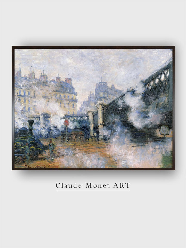 "Green & White Gare Saint-Lazare Painted Framed Wall Art''