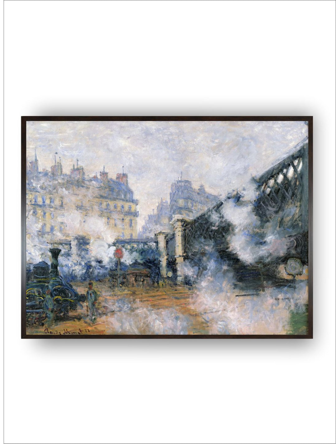 "Green & White Gare Saint-Lazare Painted Framed Wall Art''