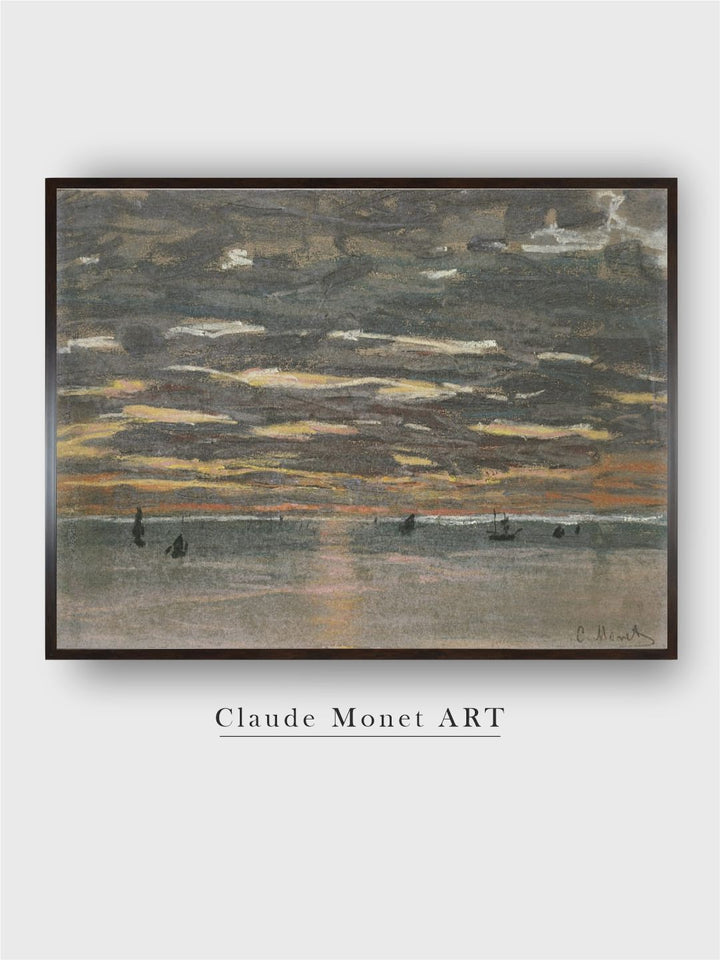 "Beige Sunset At Sea By Painted Wall Art''
