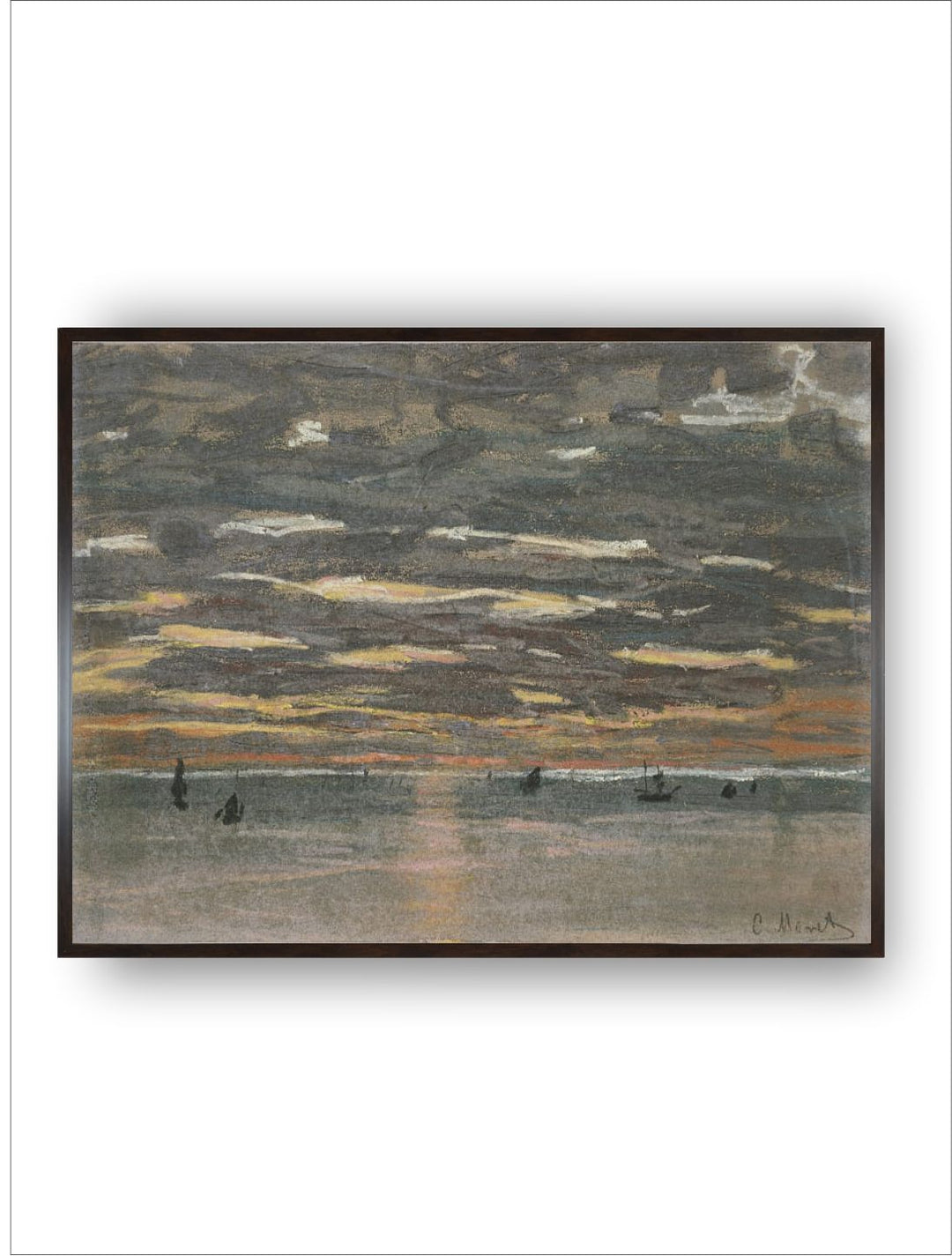 "Beige Sunset At Sea By Painted Wall Art''