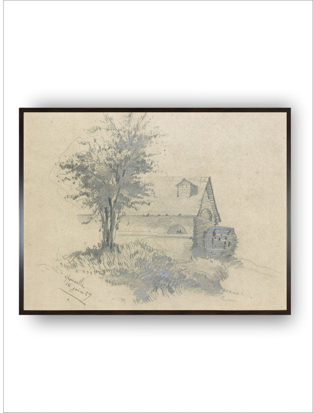 "Beige  Grey Abstarct Wooden Painting Framed Wall Art''