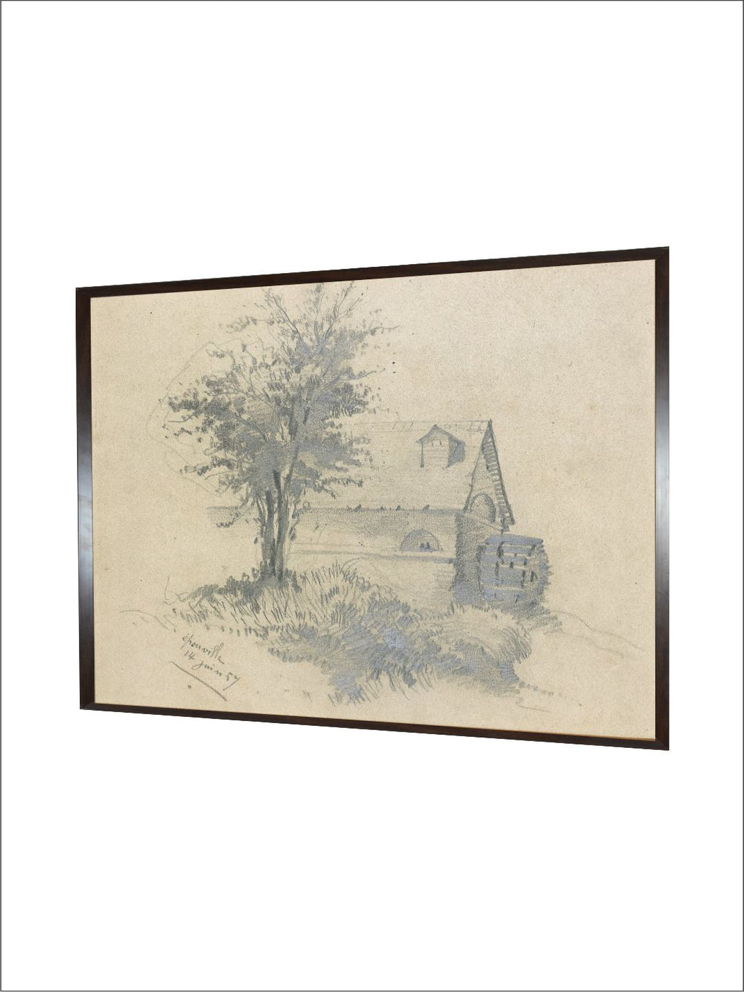 "Beige  Grey Abstarct Wooden Painting Framed Wall Art''