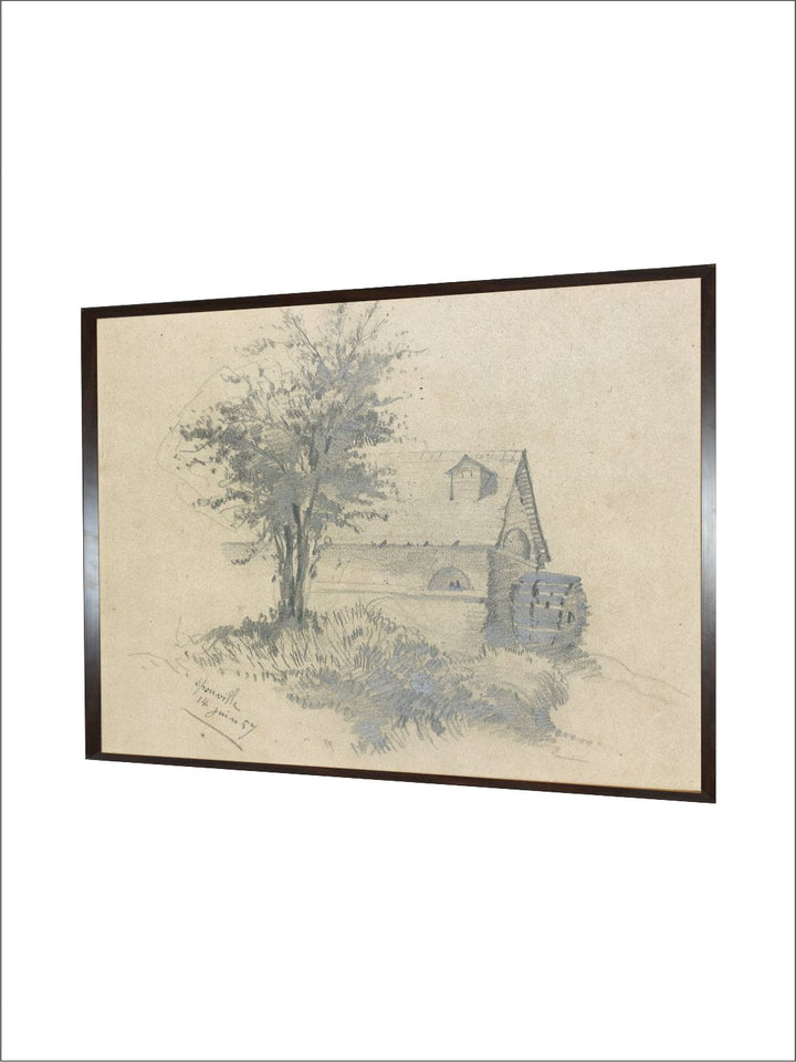 "Beige  Grey Abstarct Wooden Painting Framed Wall Art''