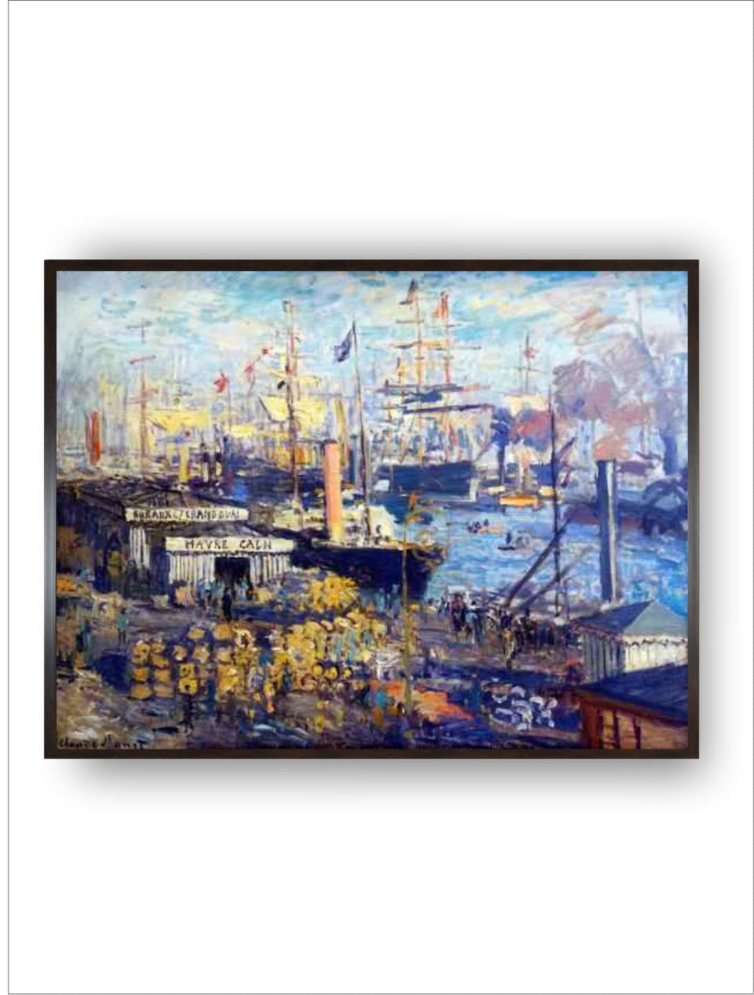 "Blue  Yellow Grand Quay At Le Havre Canvas Painting Wall Art''