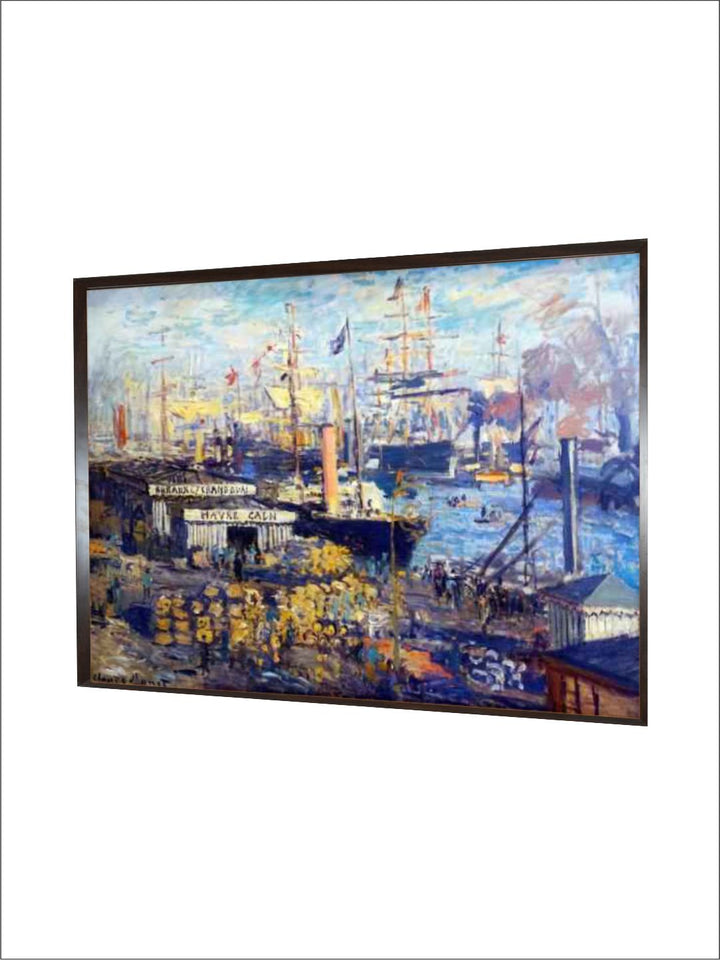 "Blue  Yellow Grand Quay At Le Havre Canvas Painting Wall Art''