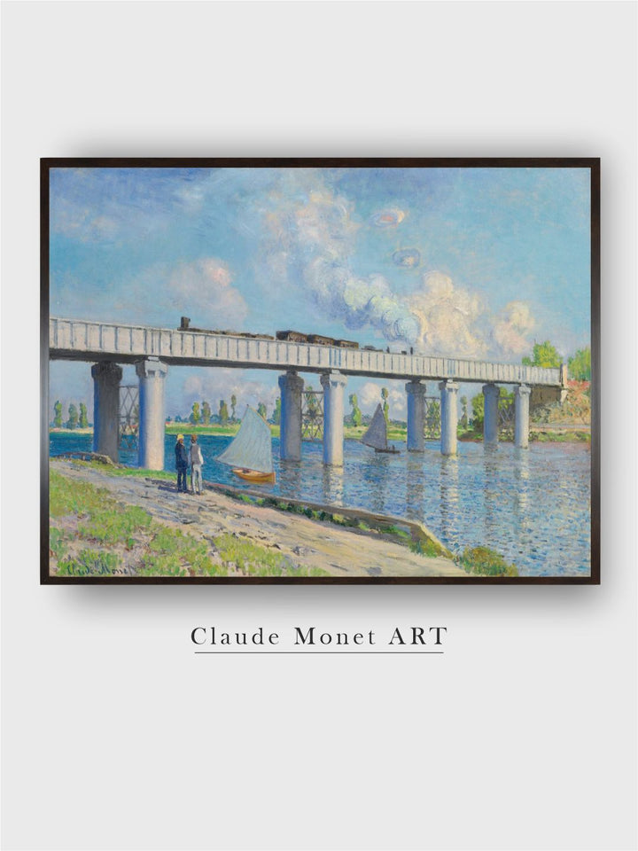 "Blue  Green Railway Bridge Canvas Painting Wall Art''