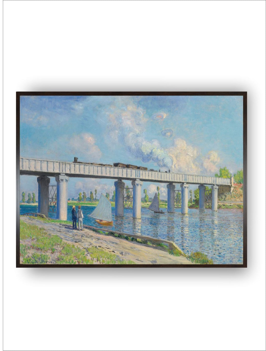 "Blue  Green Railway Bridge Canvas Painting Wall Art''