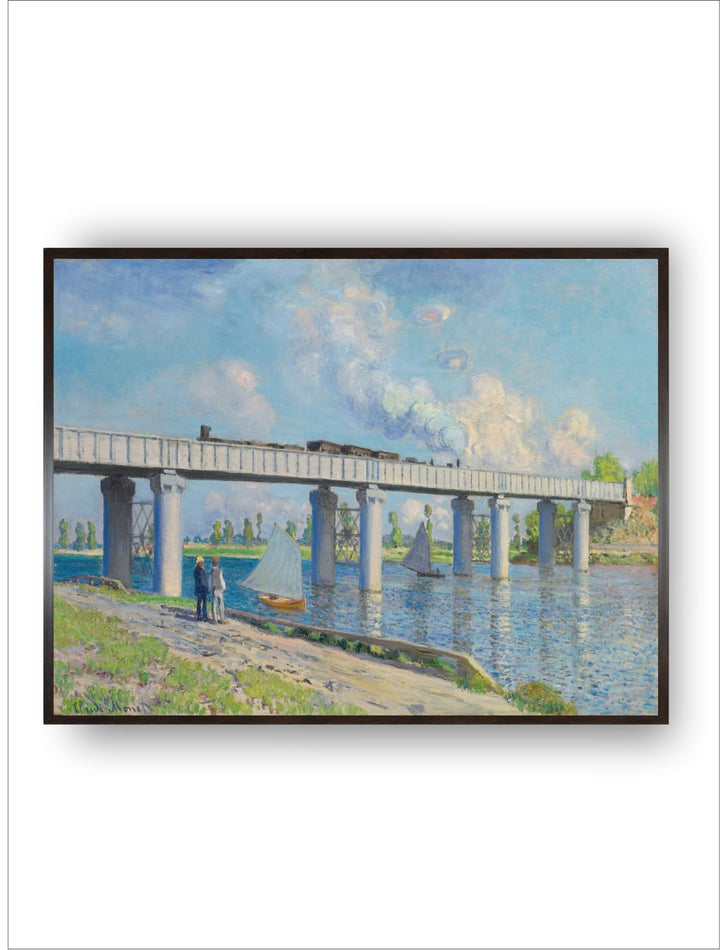"Blue  Green Railway Bridge Canvas Painting Wall Art''