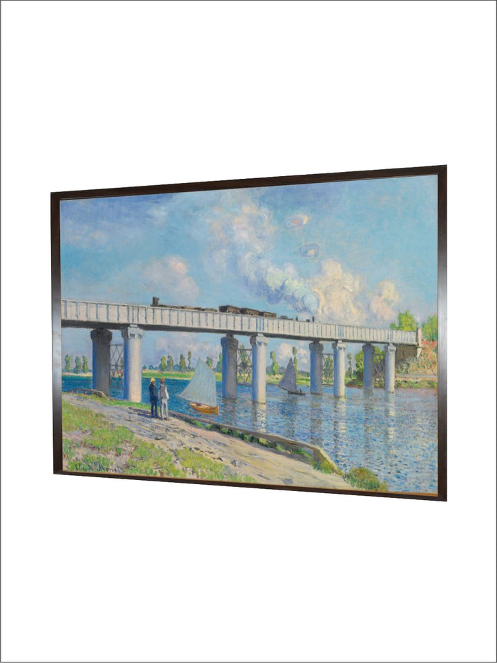 "Blue  Green Railway Bridge Canvas Painting Wall Art''