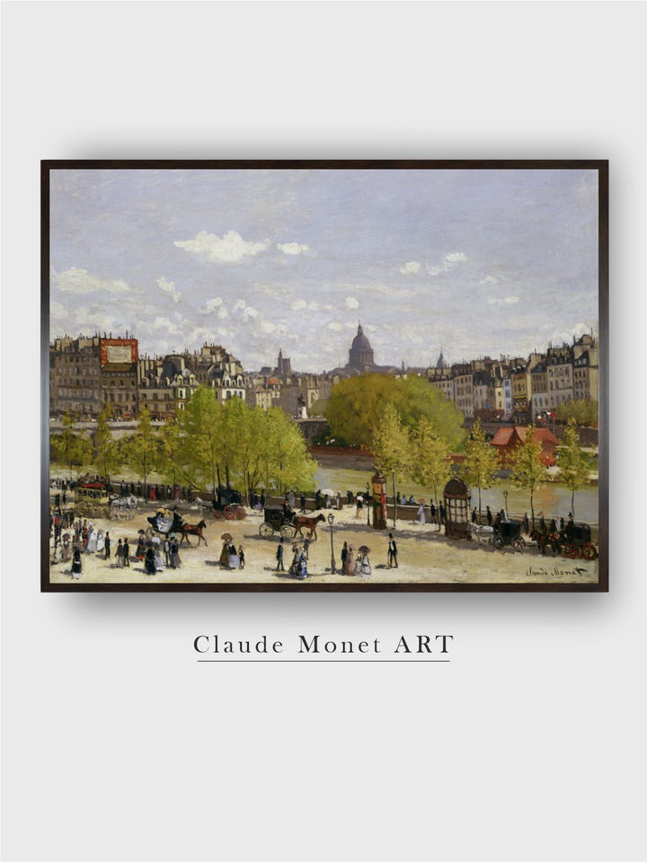 "Blue  Green Quai Du Louvre Paris Framed Wall Painting Wall Art''