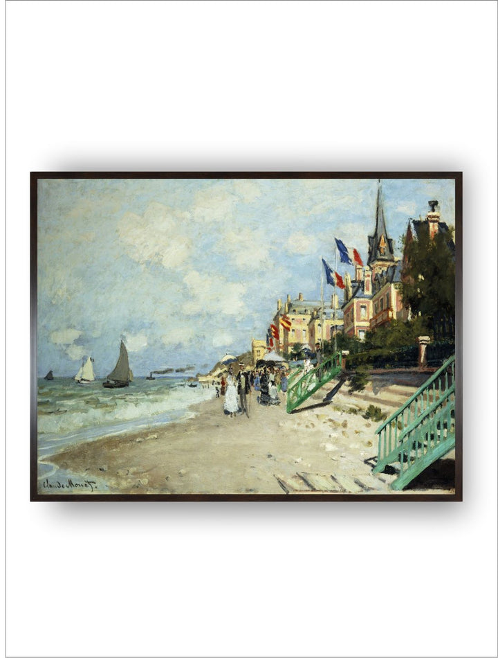 "Blue & Beige The Beach At Trouville Painted Framed Wall Art''