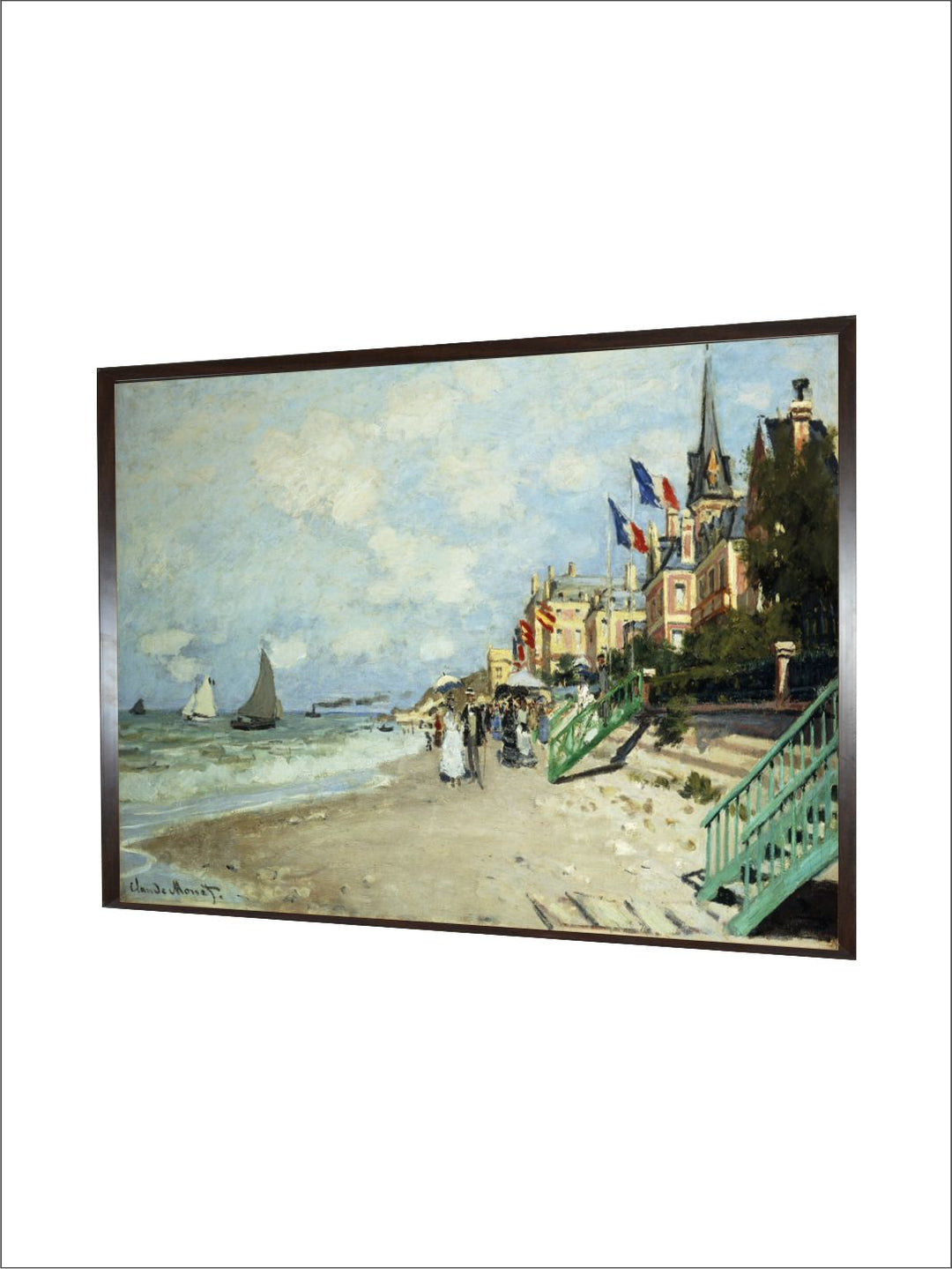 "Blue & Beige The Beach At Trouville Painted Framed Wall Art''
