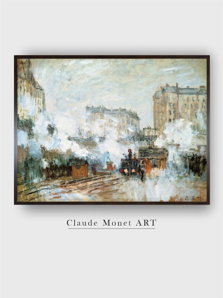 "Green  Grey Gare Saint Lazare Wall Painting Wall Art''