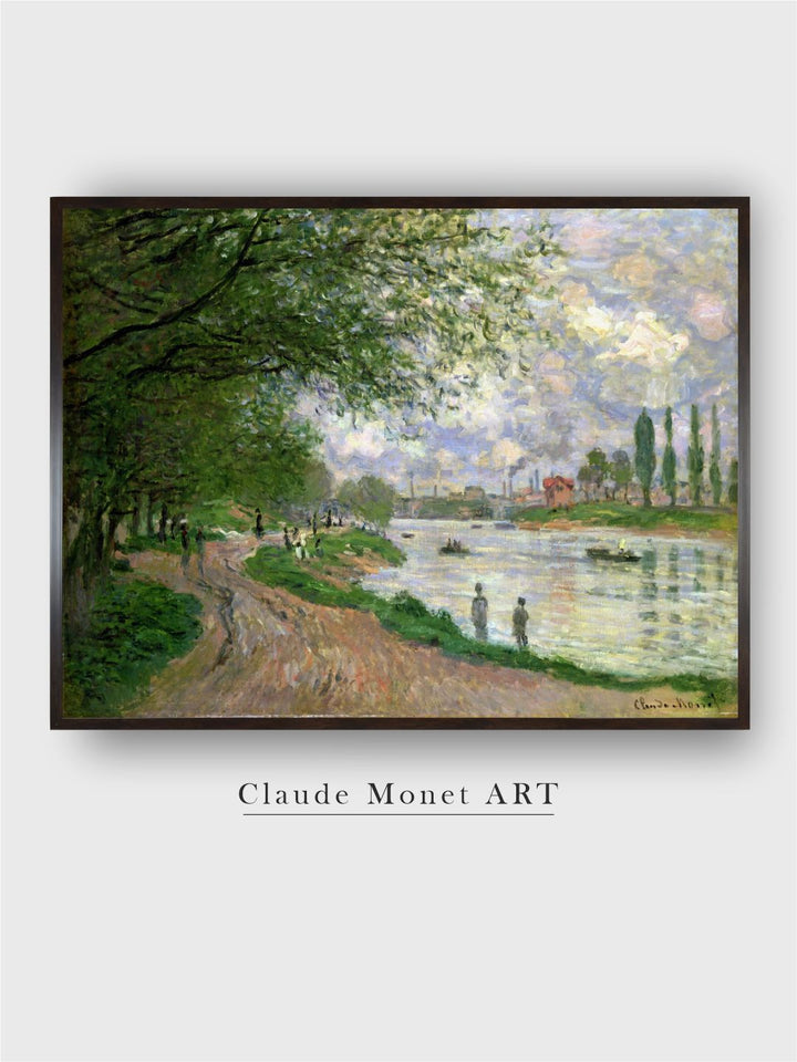 "Green The Island of La Grande Jatte by Claude Monet Canvas Painting Wall Art''