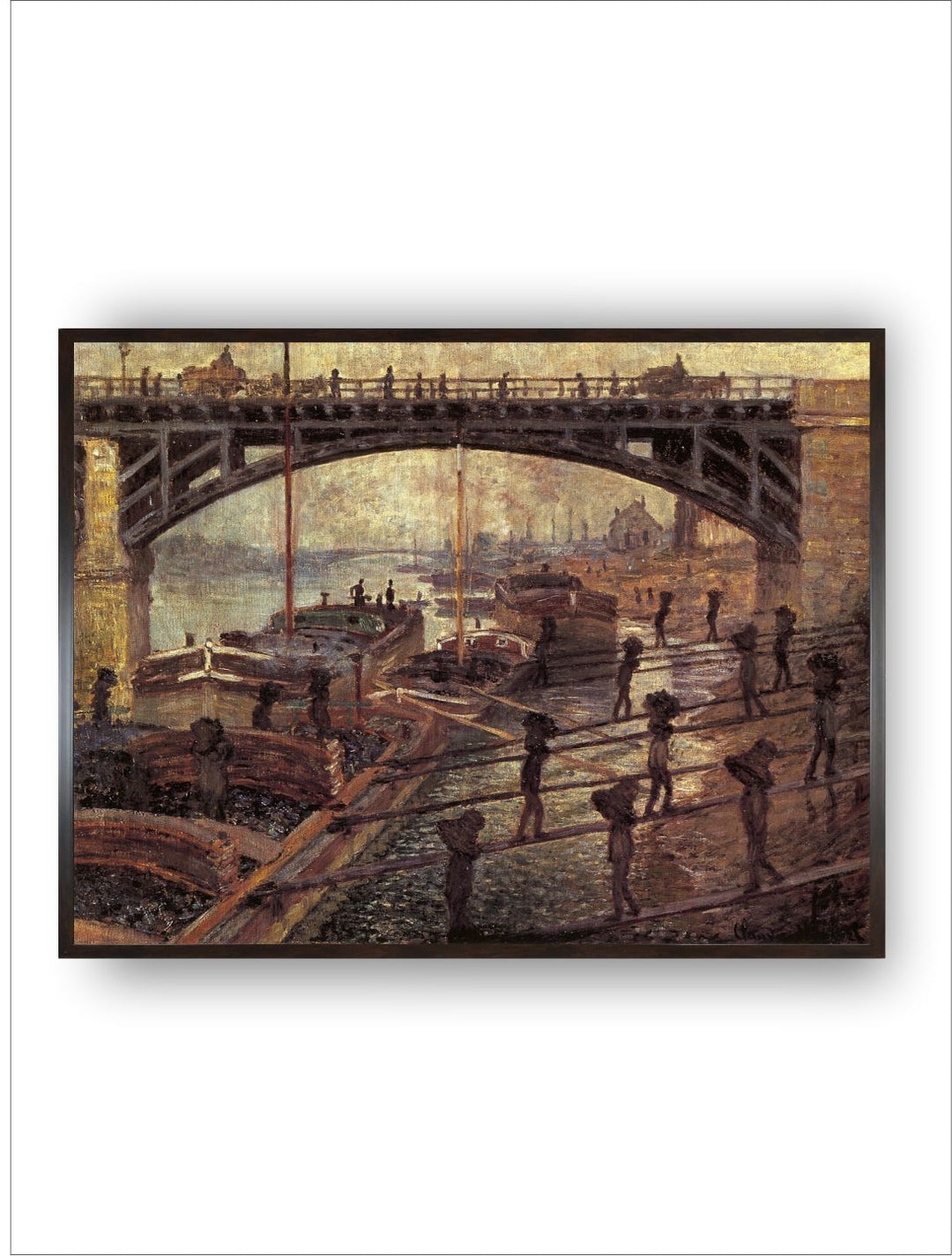 "Brown  Beige Les Dchargeurs De charbon Painting Framed Wall Art''