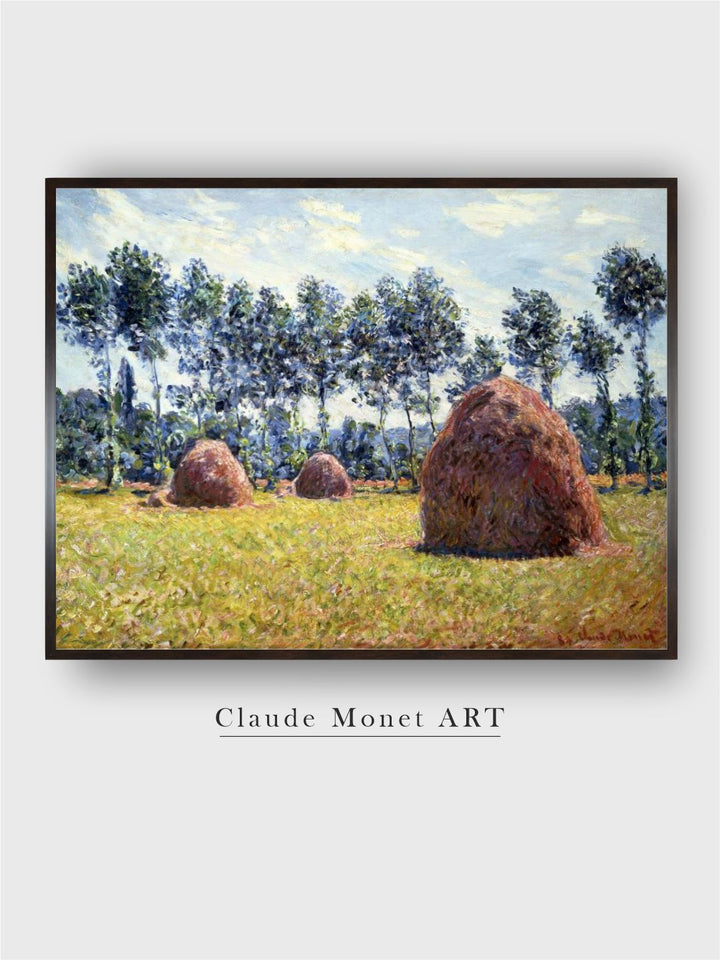 "Blue & Green Haystacks At Giverny Wall Art''