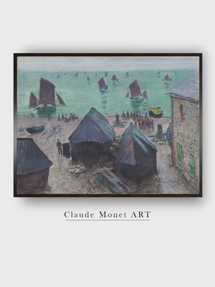 "Green  Brown The Departure Of The Boats Printed Wooden Framed Wall Painting''