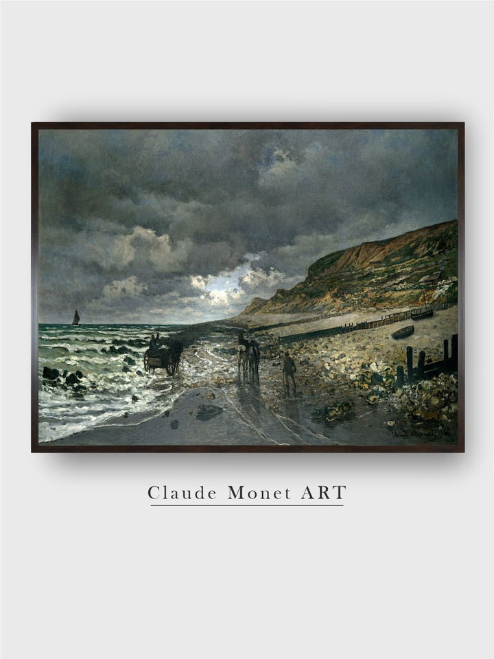 "Blue  Green La Pointe De La Hve At Low Tide Canvas Painting Wall Art''