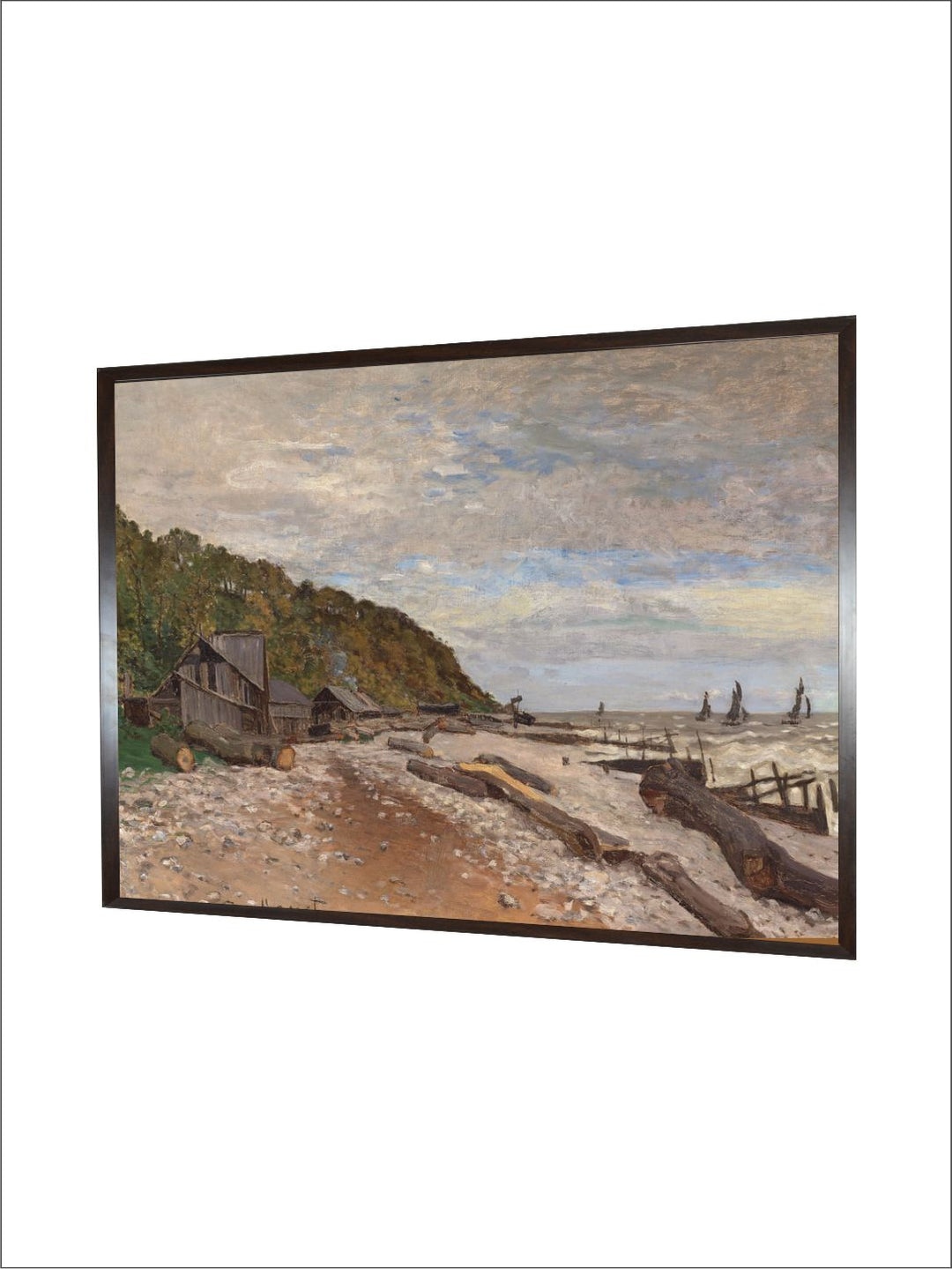 "Beige  Green Floral and Botanical Canvas Paintings Framed Wall Art''