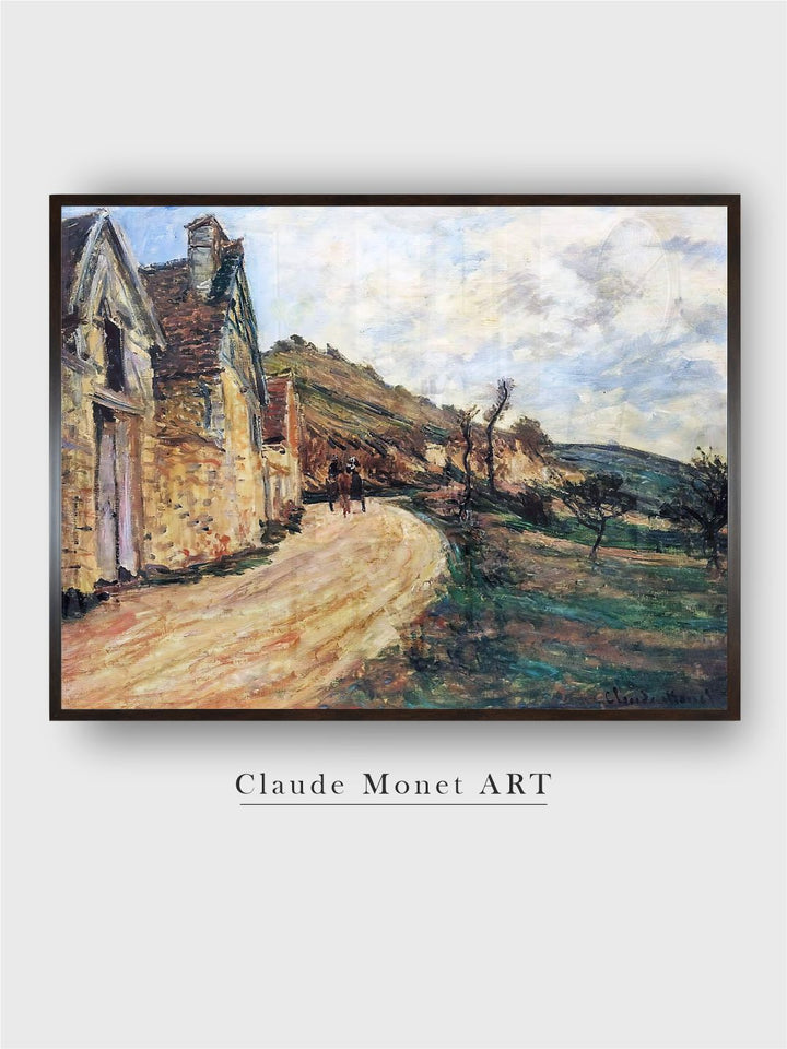 "Brown  Black Les Roches at Falaise Near Giverny Painting Framed Wall Art''