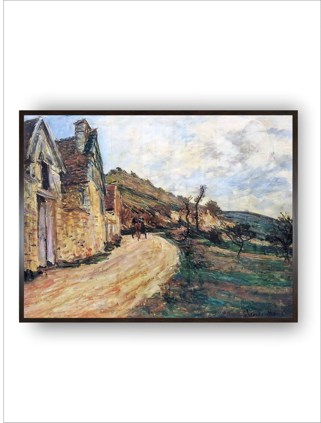 "Brown  Black Les Roches at Falaise Near Giverny Painting Framed Wall Art''