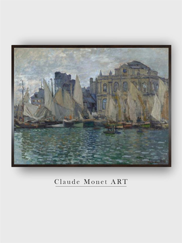 "Beige  Blue  Le Havre Wooden Wall Art''
