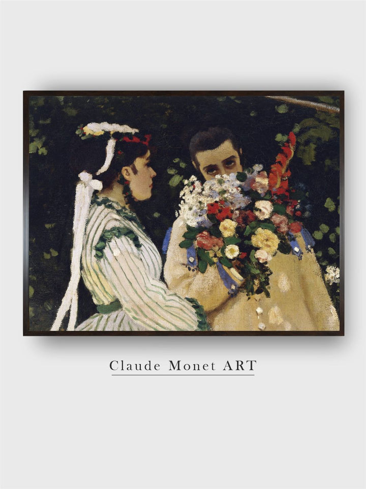 "White & Green Women In The Garden Painted Framed Wall Art''