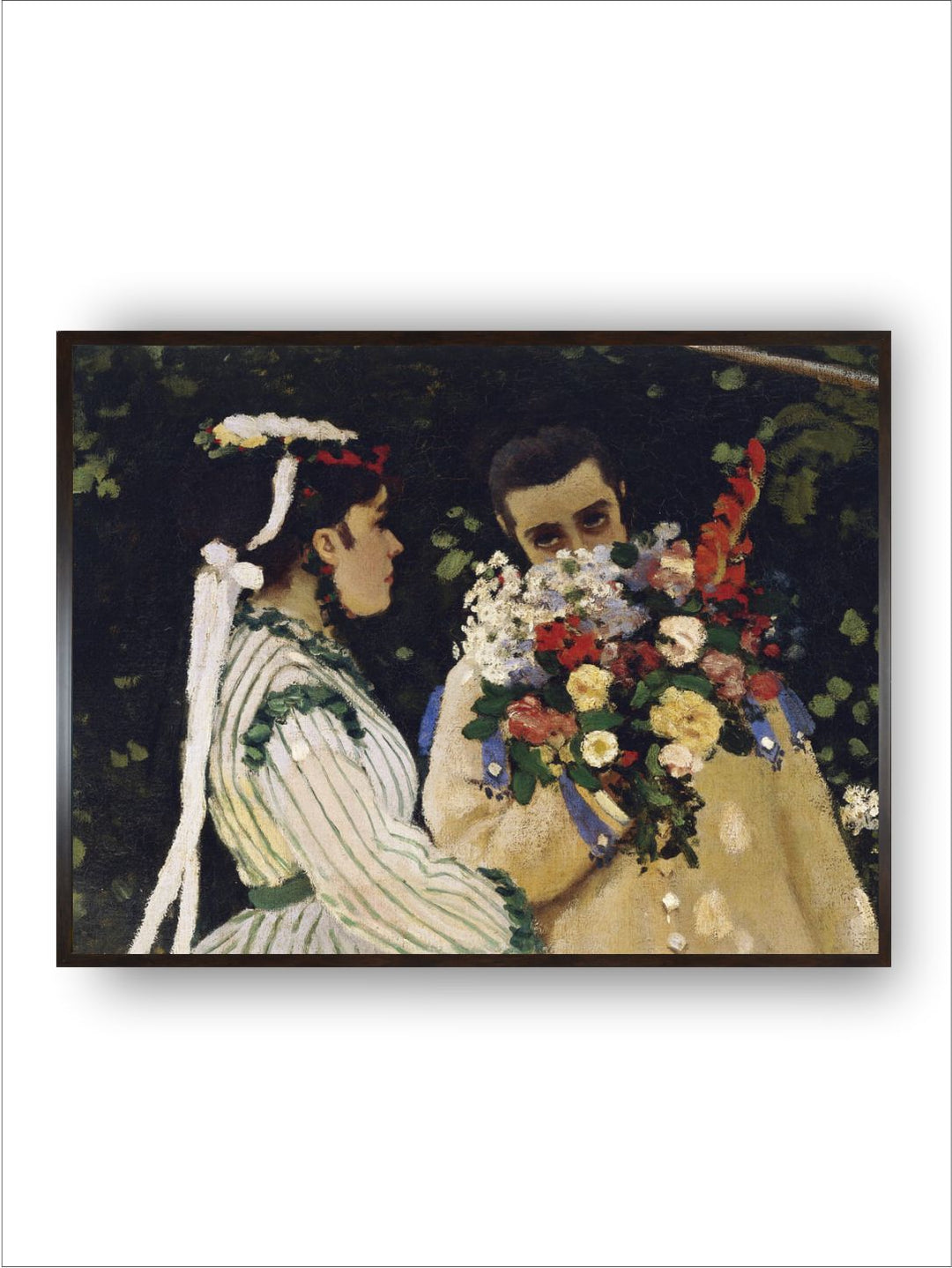 "White & Green Women In The Garden Painted Framed Wall Art''