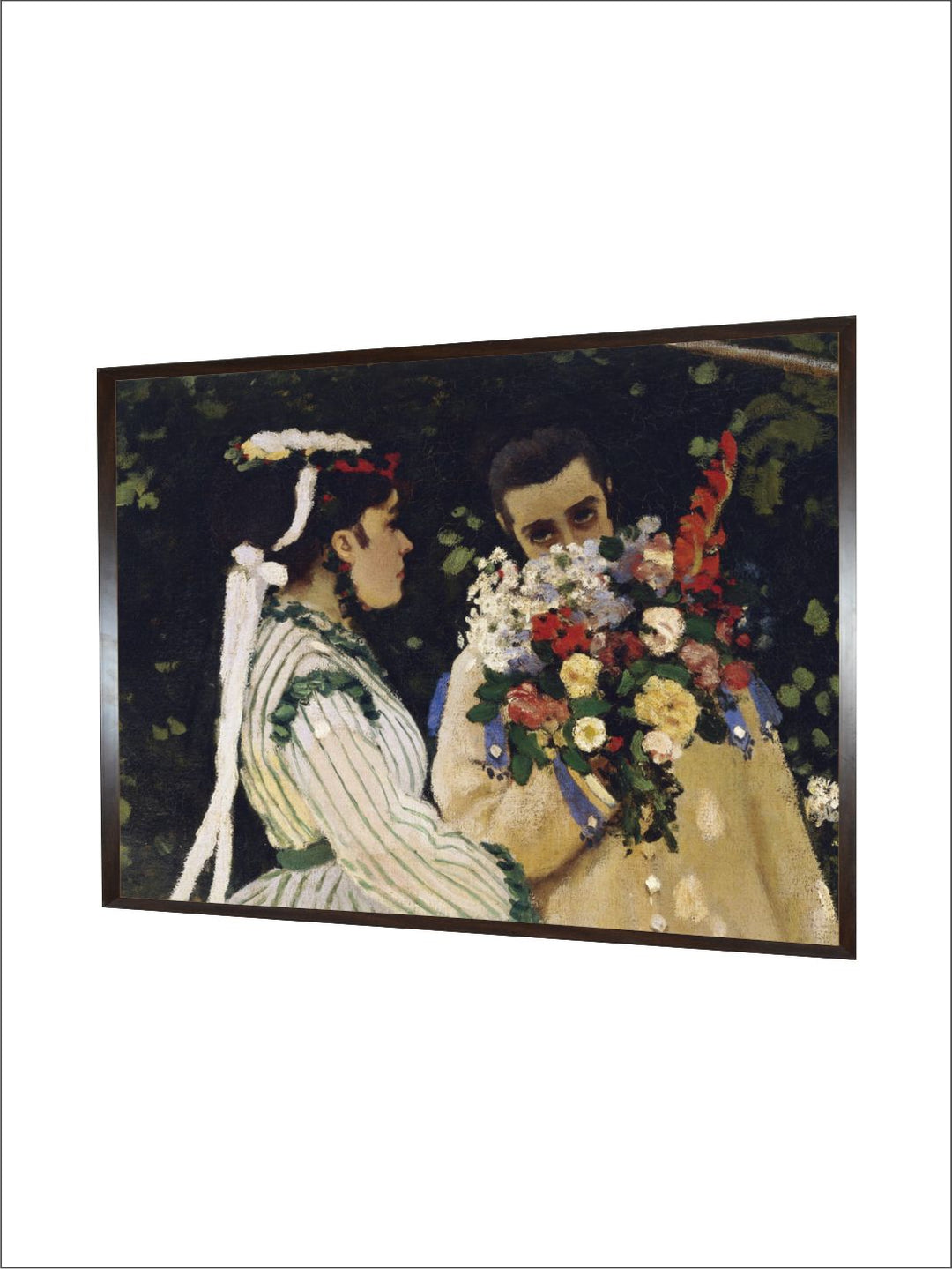 "White & Green Women In The Garden Painted Framed Wall Art''
