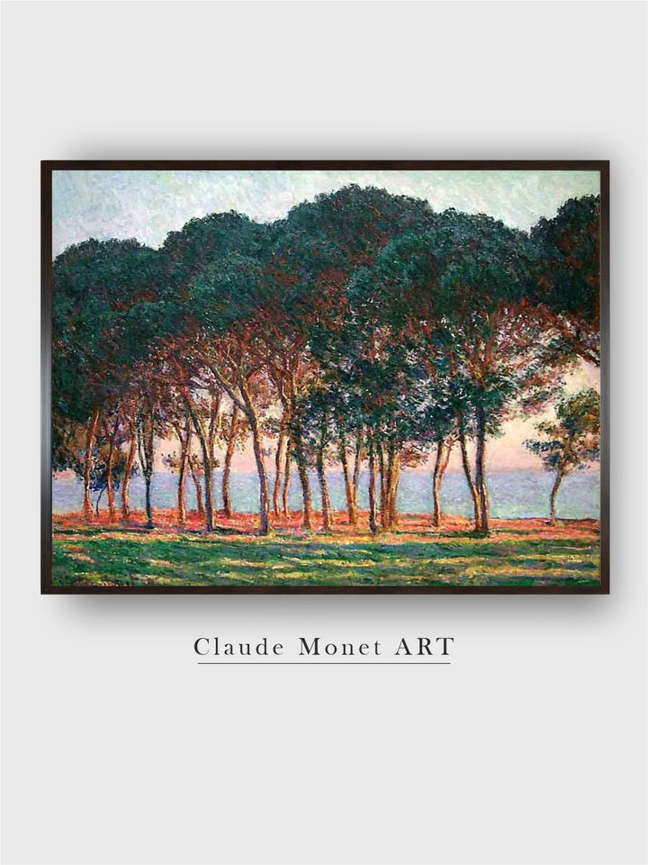 "Green  Black Floral and Botanical Claude Monet Painting Framed Wall Art''