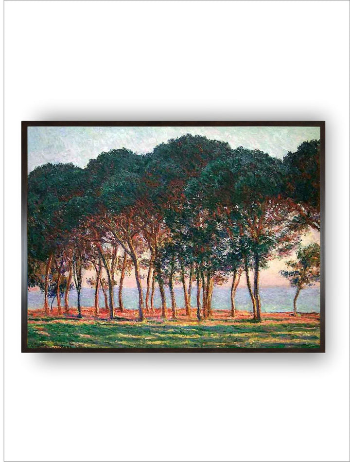 "Green  Black Floral and Botanical Claude Monet Painting Framed Wall Art''