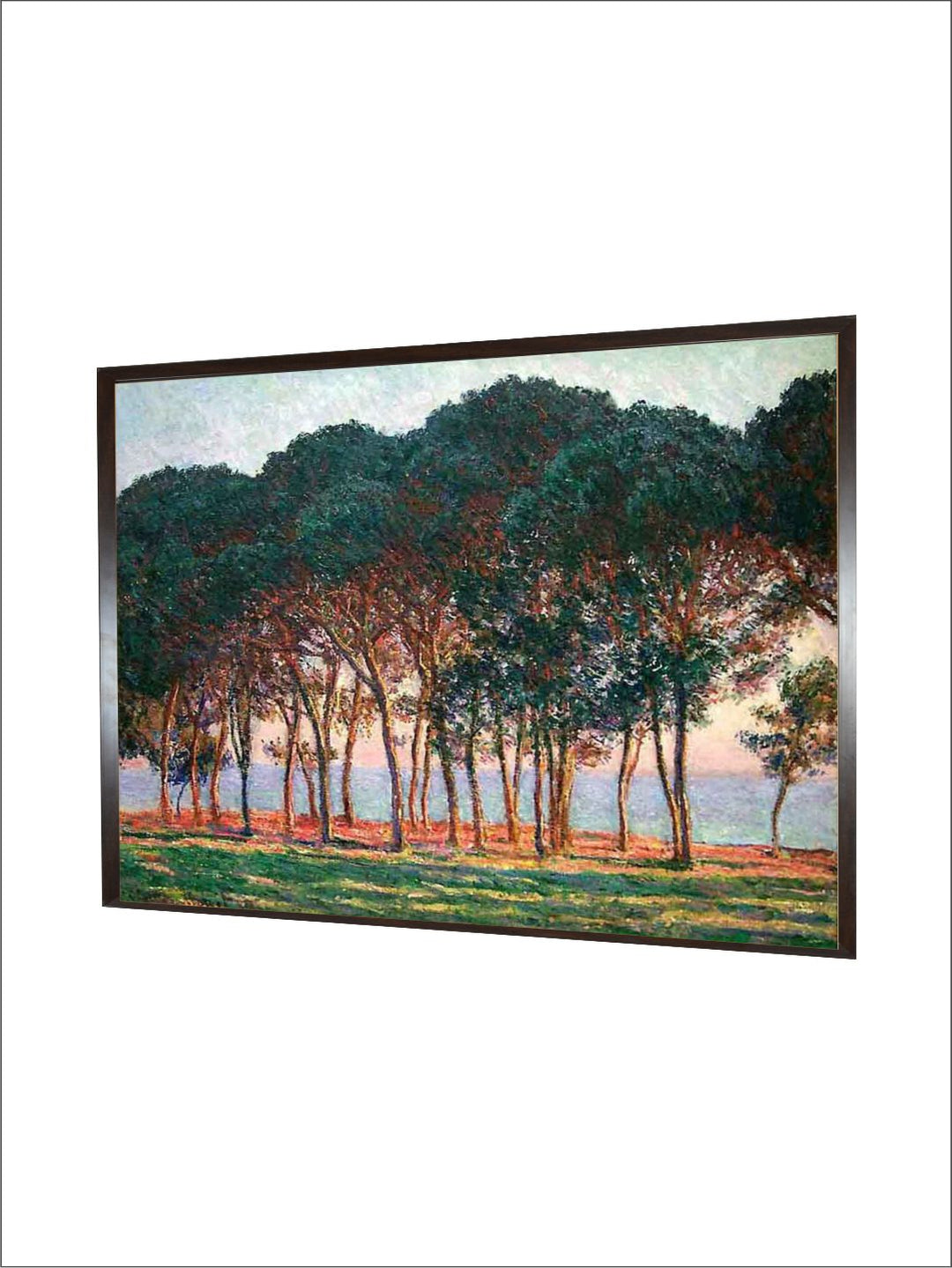 "Green  Black Floral and Botanical Claude Monet Painting Framed Wall Art''