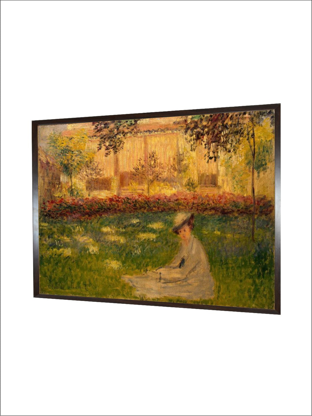 "Green  Brown Woman In A Garden Canvas Painting Wall Art''
