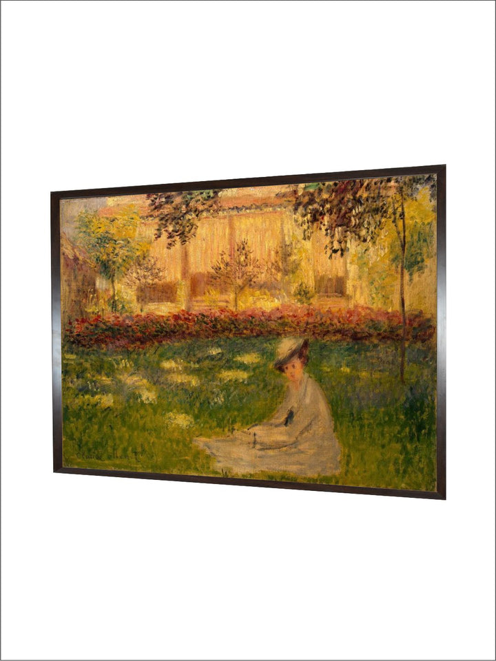 "Green  Brown Woman In A Garden Canvas Painting Wall Art''