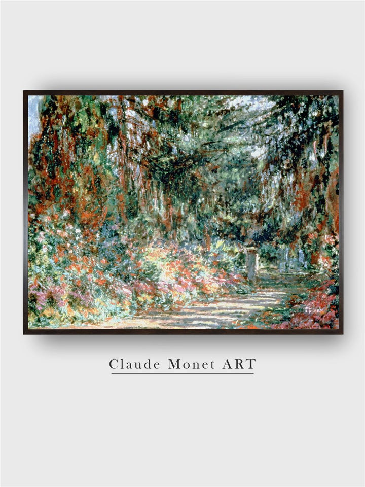 "Green Monets Garden Wooden Rectangular Painting Wall Art''