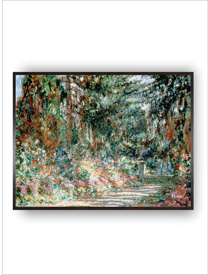 "Green Monets Garden Wooden Rectangular Painting Wall Art''