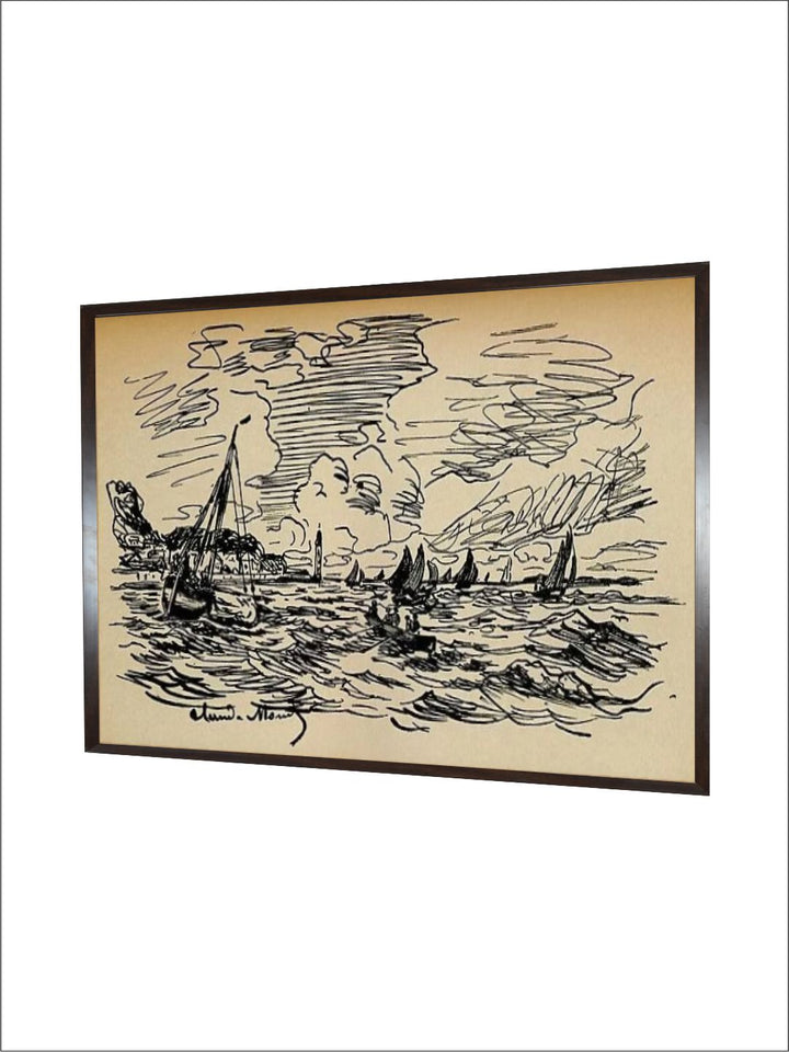 "Beige  Black Abstract Framed Wall Art''