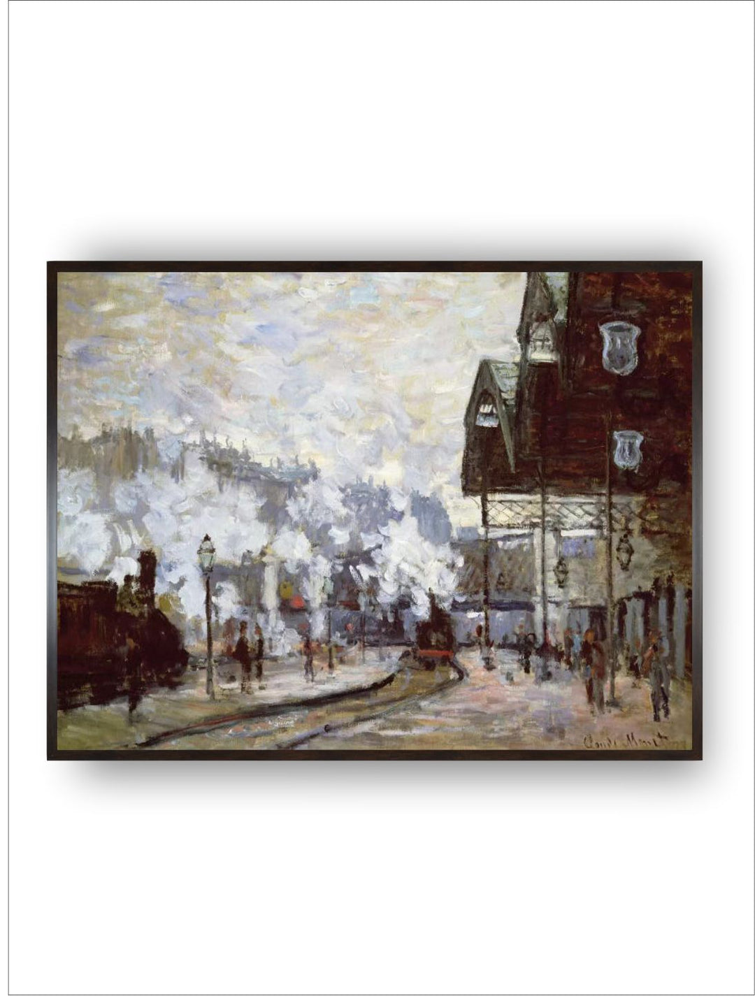 "White  Black Gare Saint-Lazare, Paris Painting Framed Wall Art''