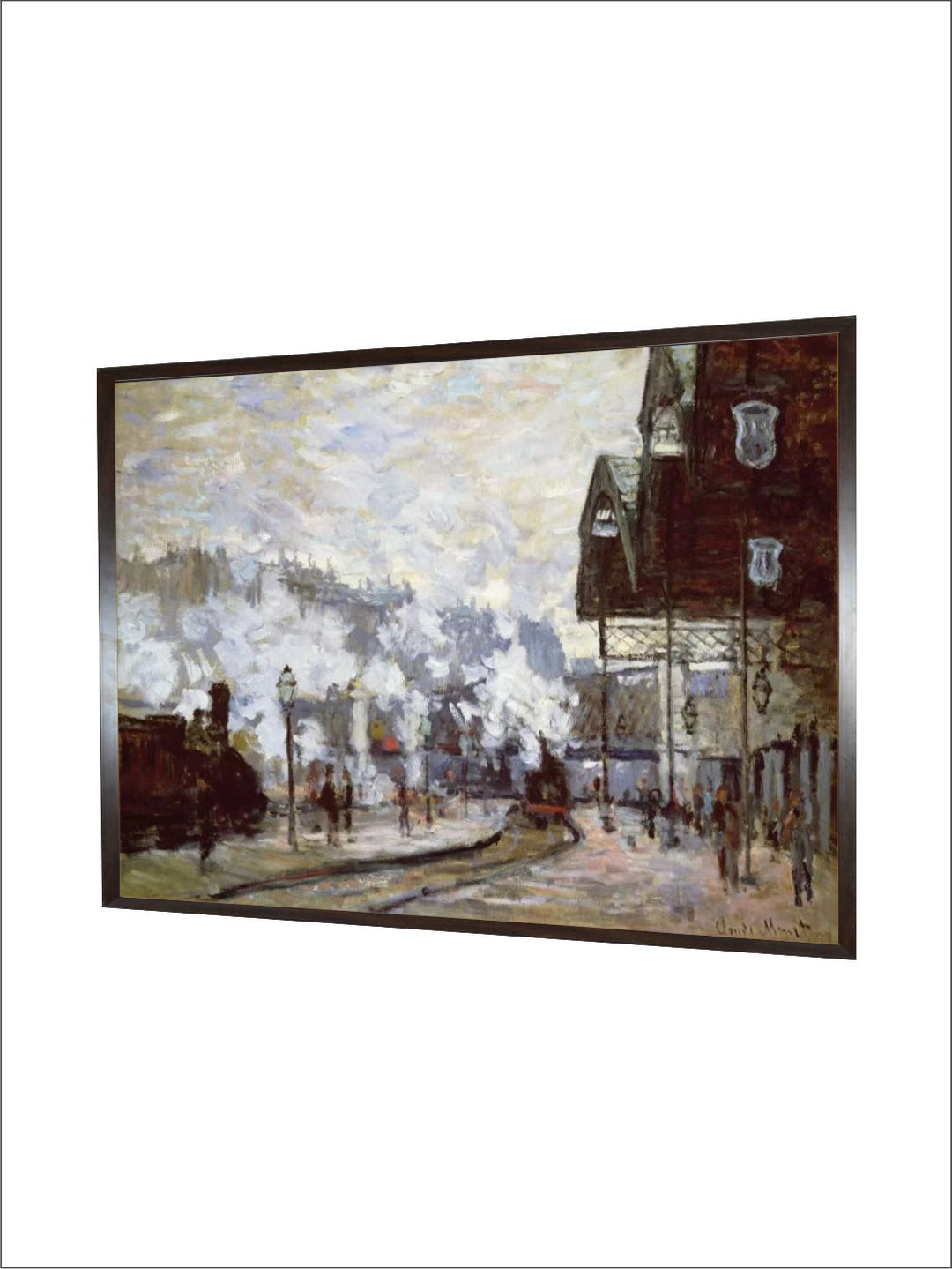"White  Black Gare Saint-Lazare, Paris Painting Framed Wall Art''
