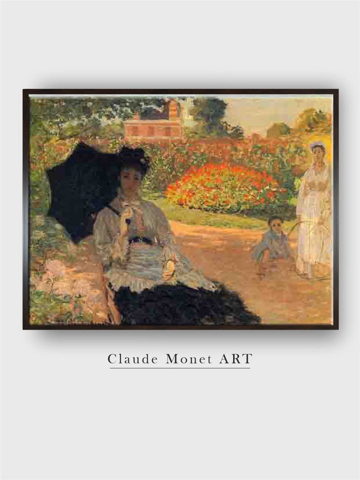 "Green  Orange Camille in the Garden  By Claude Monet Wall Painting''
