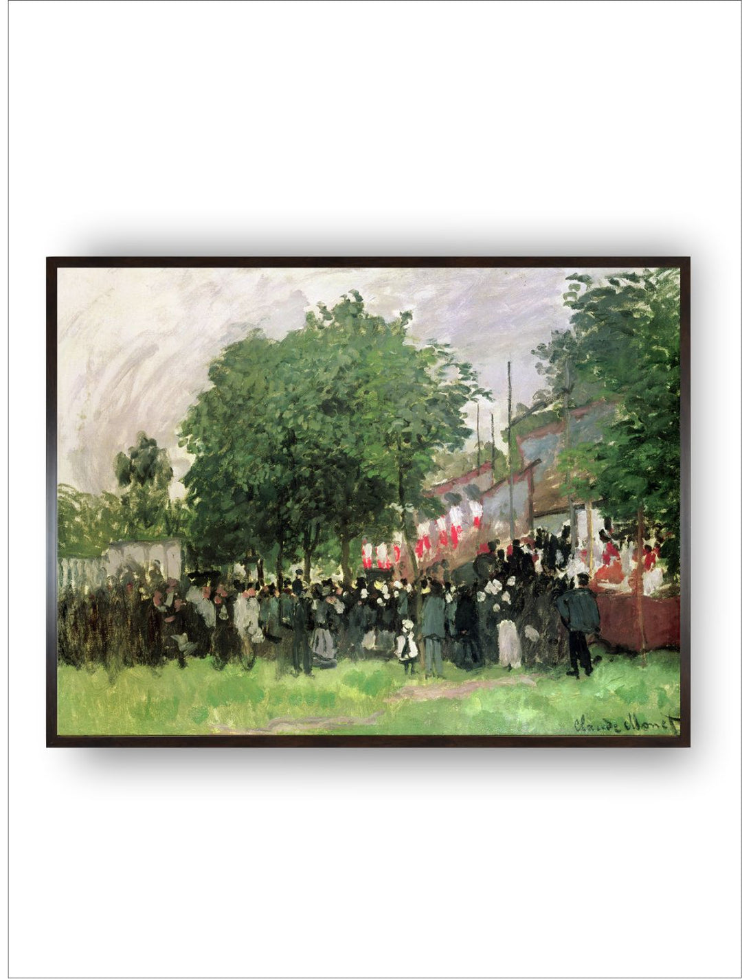 "Green  Off White Fete At Argenteuil Painting Framed Wall Art''
