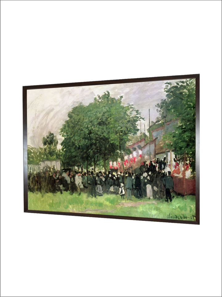"Green  Off White Fete At Argenteuil Painting Framed Wall Art''
