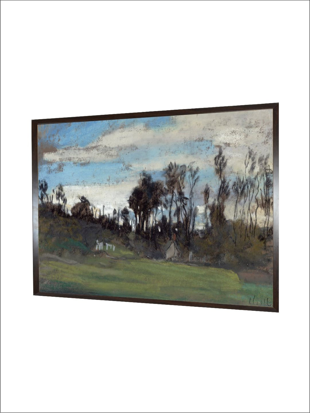 "Blue  Green Floral and Botanical Framed Wall Art''