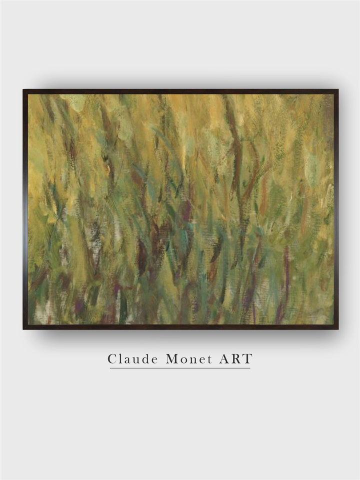 "Green  Yellow Abstract Framed Painting Wall Art''