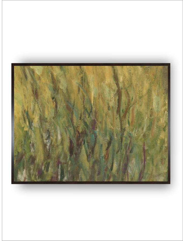 "Green  Yellow Abstract Framed Painting Wall Art''
