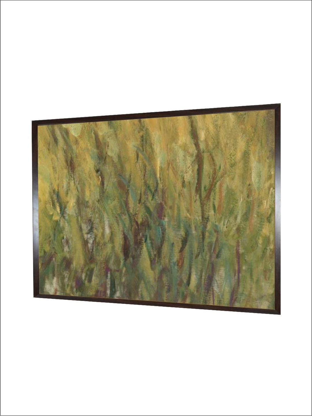 "Green  Yellow Abstract Framed Painting Wall Art''