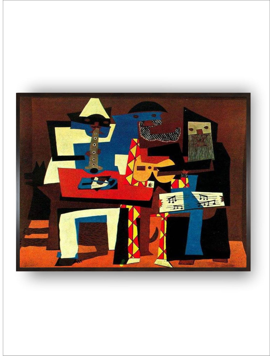 "Orange  Yellow Three Musicians Canvas Painting Framed Wall Art''