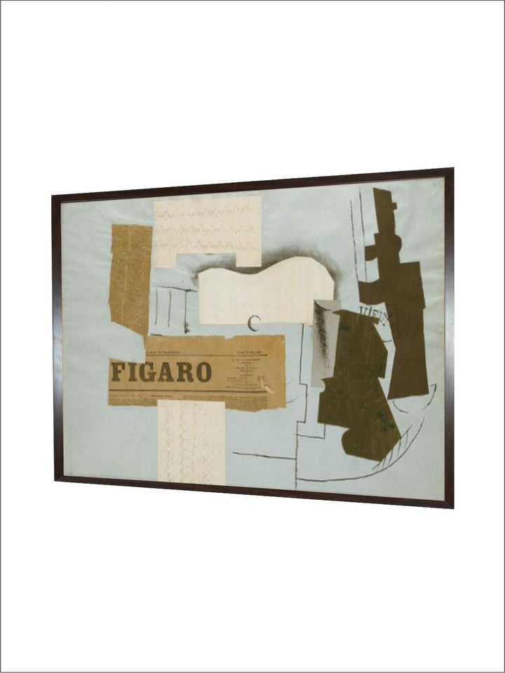 Bottle of Vieux Marc, Glass, Guitar and Newspaper by Pablo Picasso