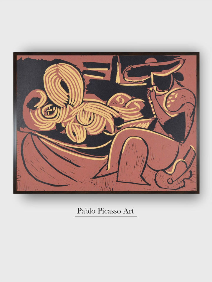 Femme couchée et homme à la guitare by Pablo Picasso